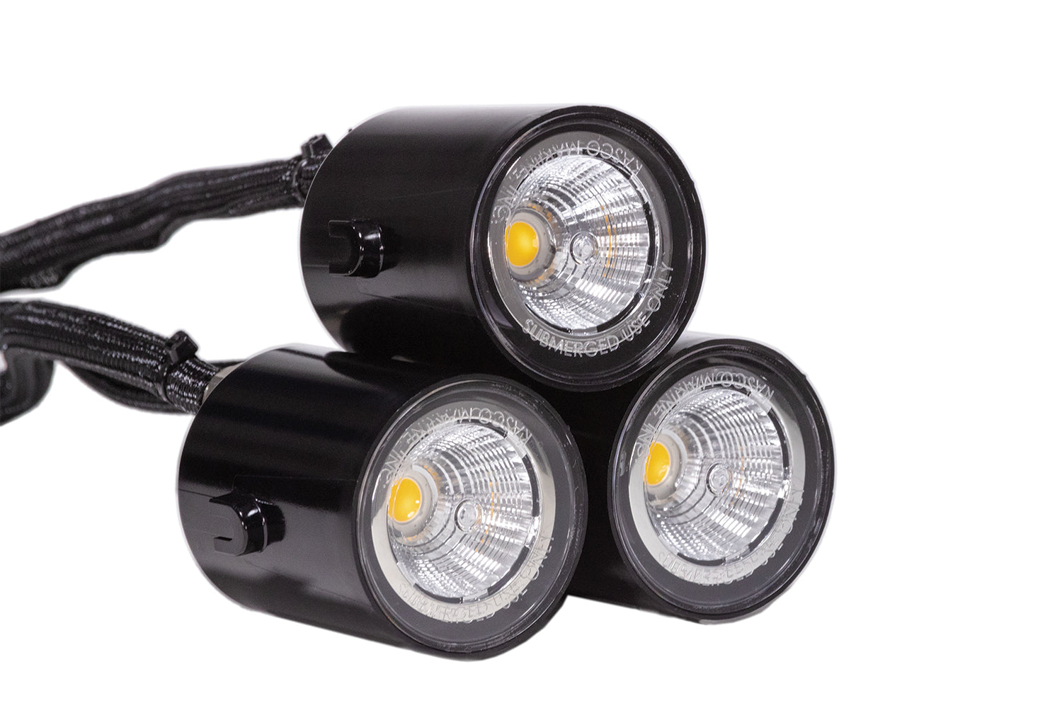 LED Composite Light, 3 Fixtures, 11Watts ea., 120V, Includes color lenses w/red, blue, green & amber, 50' Cord