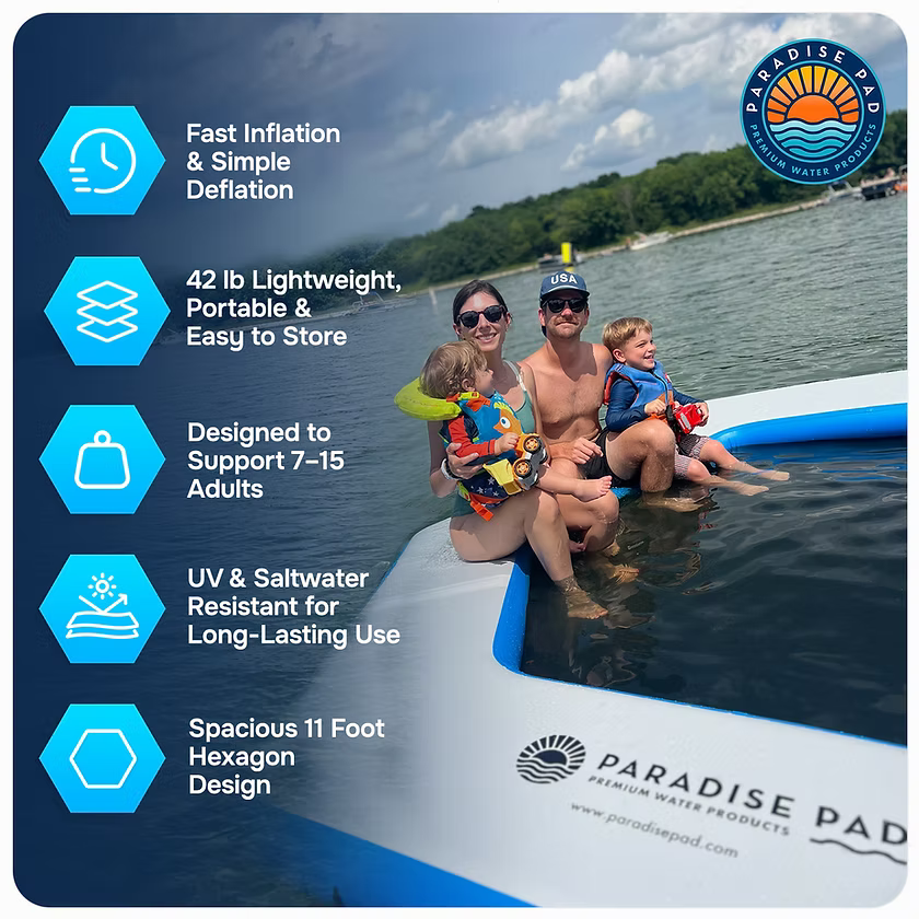 Inflatable Water Hammock 11' Hexagon Splash Island